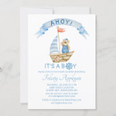 Cute Ahoy It's A Boy Bear Nautical Baby Shower Invitation (Front)