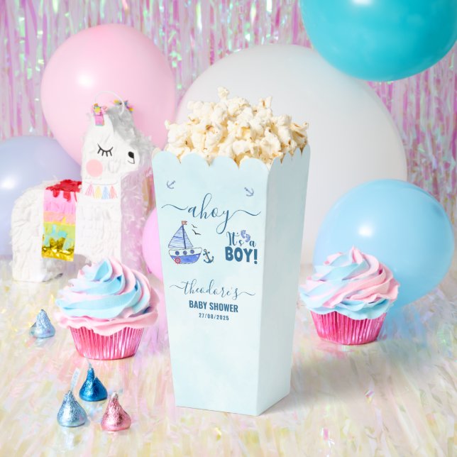 Cute Ahoy It's a Boy Sailboat Nautical Baby Shower Favor Boxes (Party)
