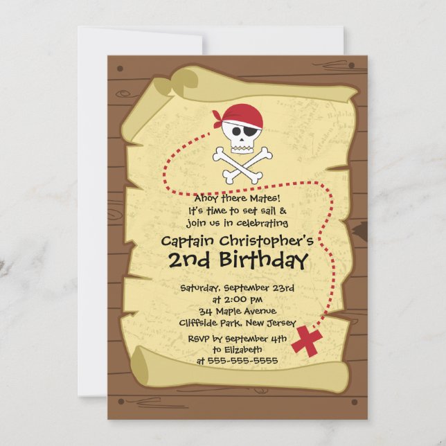 Cute Ahoy Mates Pirate Birthday Party Invitations (Front)