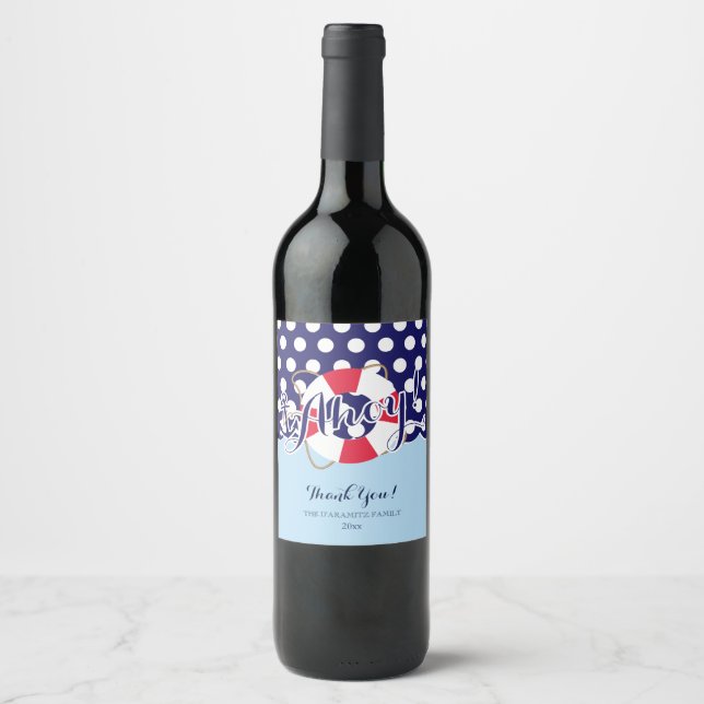 Cute, Ahoy! Nautical Wine Label (Front)