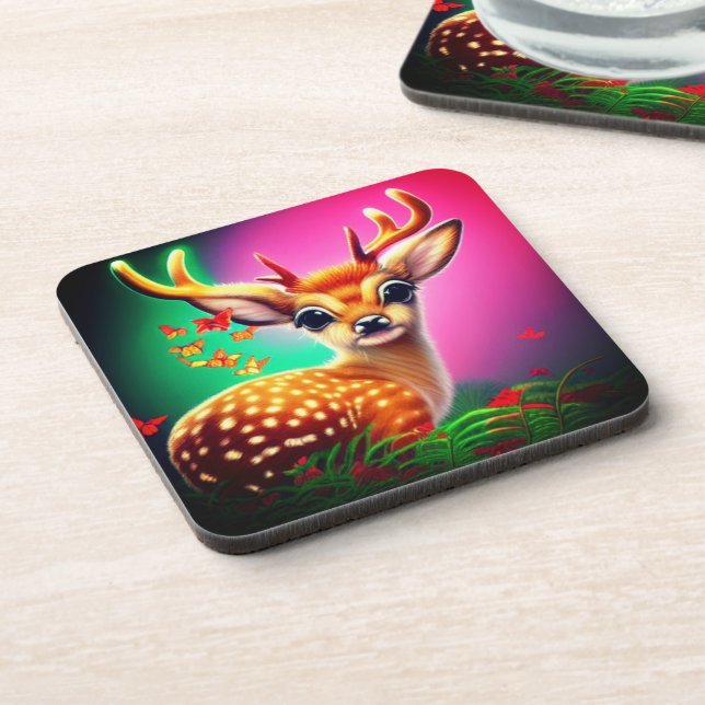 Cute AI Baby Deer Beverage Coaster (Left Side)