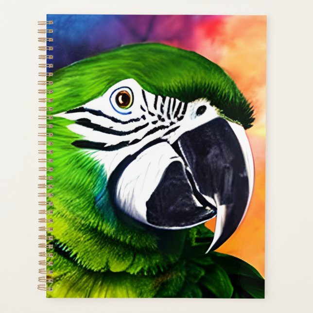 Cute AI Generated Green Parrot Planner (Front)