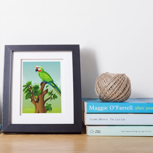 Cute AI Generated Green Parrot Poster