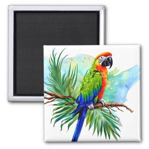 Cute AI Generated Macaw Parrot Magnet