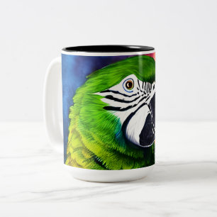 Cute AI Generated Parrot Close Up Two-Tone Coffee Mug