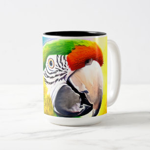 Cute AI Generated Parrot Close Up Two-Tone Coffee Mug