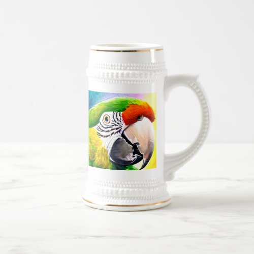 Cute AI Generated Parrots Close Up Beer Stein