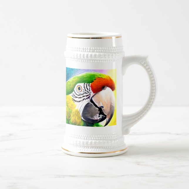 Cute AI Generated Parrots Close Up Beer Stein (Right)