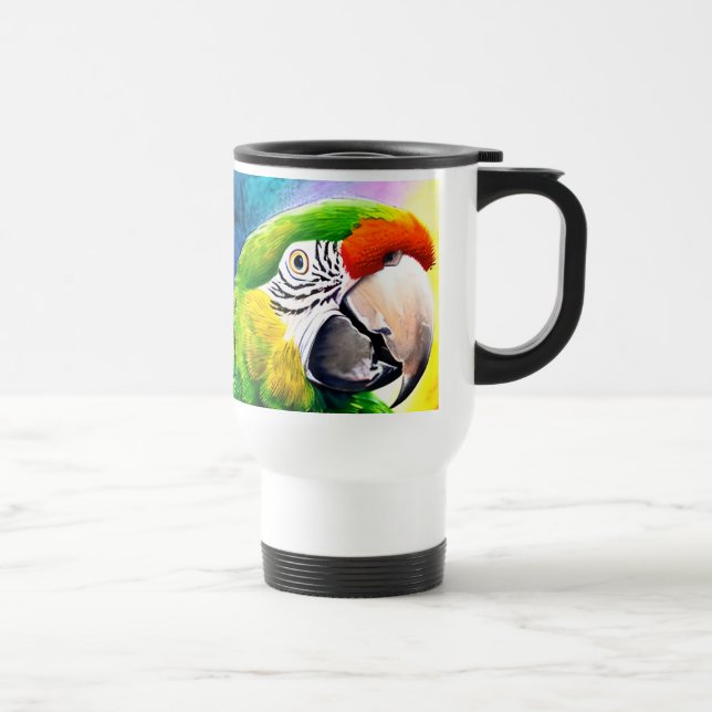 Cute AI Generated Parrots Close Up Travel Mug (Right)