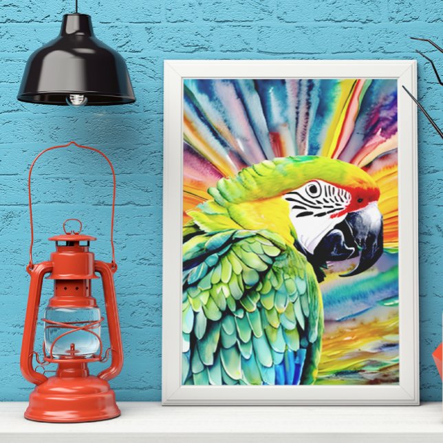 Cute AI Generated Watercolor Style Green Parrot Poster (Creator Uploaded)