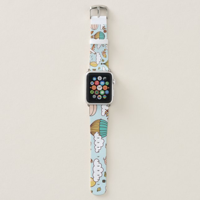 Cute Air Balloons Seamless Pattern Apple Watch Band (Front)
