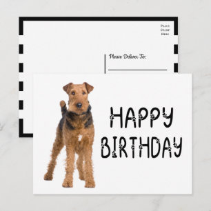 Cute Airdale Terrier Puppy Dog Happy Birthday Postcard