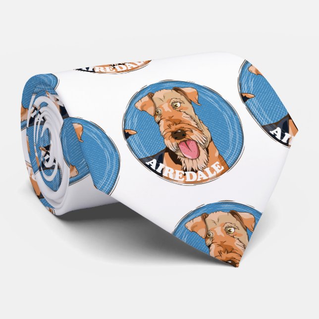Cute Airedale dog Neck Tie (Rolled)
