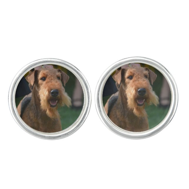 Cute Airedale Terrier Cufflinks (Front)