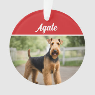 Cute Airedale Terrier Dog Holiday Christmas Photo Ornament