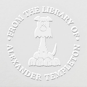 Cute Airedale Terrier Dog Library Book Name Embosser