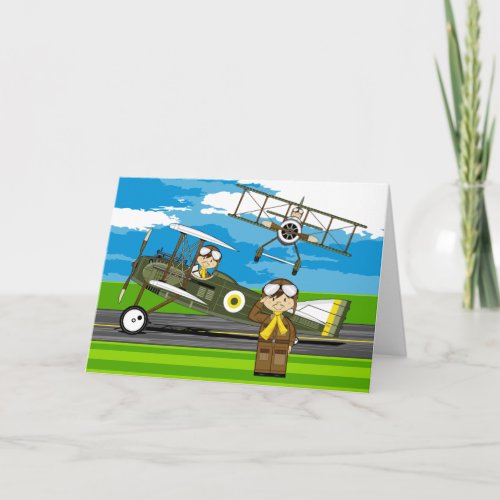 Cute Airforce Pilots and Biplanes Card