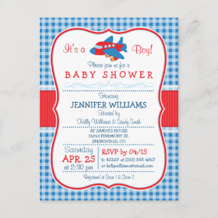 Cute Airplane Baby Shower Invitation Postcard