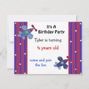Cute Airplane Birthday Invitation