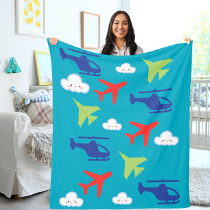 Cute Airplane Cloud, Travel, Baby Shower, Aviation Fleece Blanket