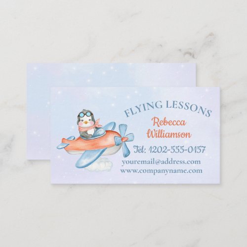 Cute Airplane Flying Business Card