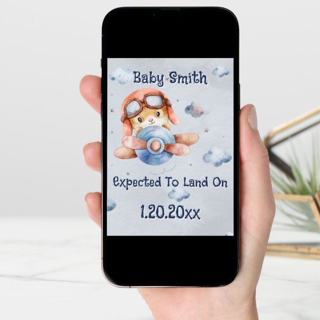 Cute Airplane Landing Pregnancy Announcement (Front Digital)