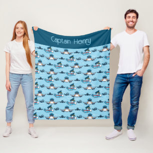 Cute Airplane Pilot Flying  Fleece Blanket