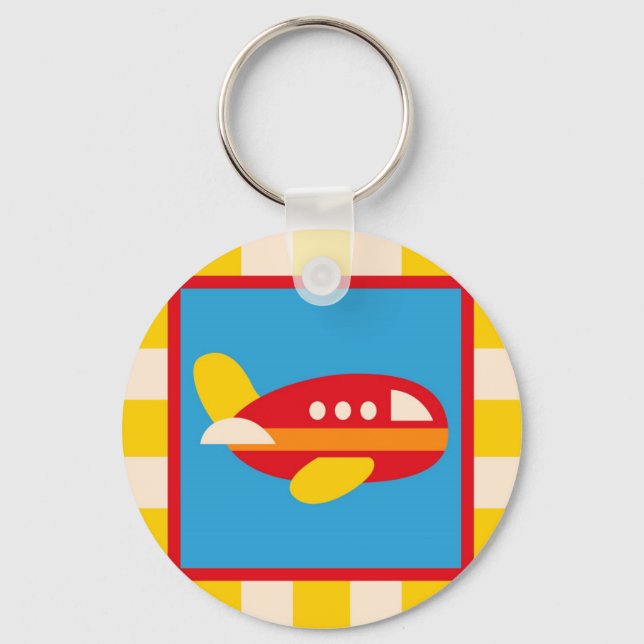 Cute Airplane Transportation Theme Kids Gifts Keychain (Front)