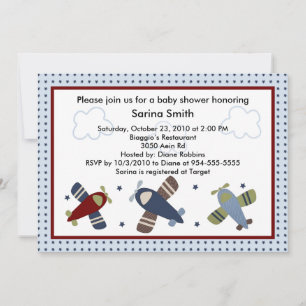 Cute Airplanes Baby Shower Invitations