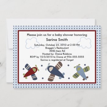Cute Airplanes Baby Shower Invitations by Personalizedbydiane at Zazzle