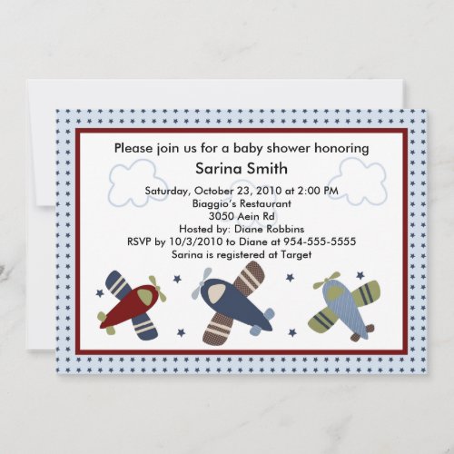 Zoom Along/Airplanes Baby Shower Invitations