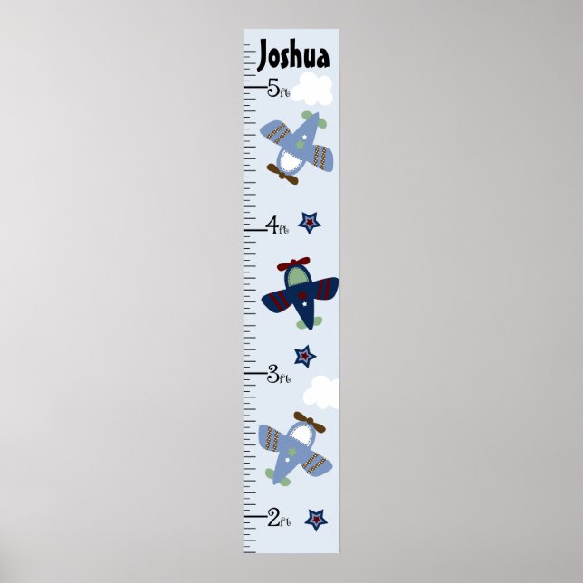 Cute Airplanes Growth Chart Keep at 8x44! (Front)