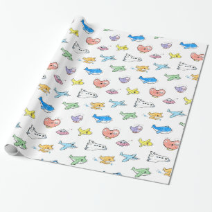 Cute airplanes wrapping paper