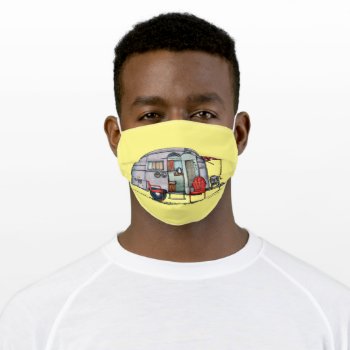 Cute Airstream Camper Travel Trailer Adult Cloth Face Mask by art1st at Zazzle