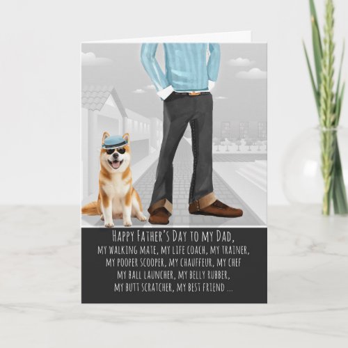Cute Akita Dog and Dad Funny Father's Day Holiday Card