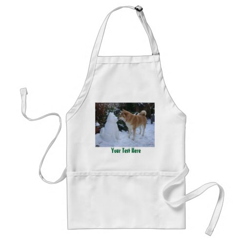 cute akita dog kissing snowman akita adult apron