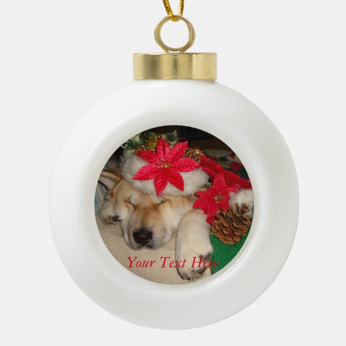 cute akita dog sleeping christmas hat cones ceramic ball cute akita dog sleeping christmas hat cones ceramic ball