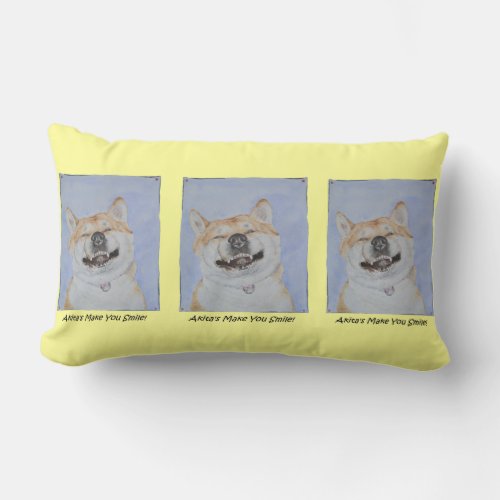 cute akita dog smiling unique and fun lumbar pillow