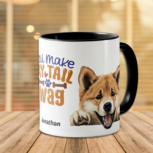Cute Akita Dog You Make My Tail Wag Mug