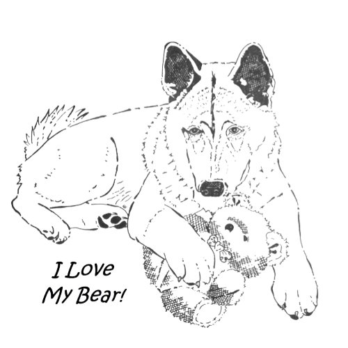 Cute akita drawing and teddy bear dog portrait art travel mug
