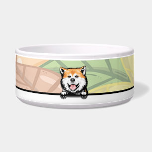 Cute Akita, food or drink Bowl