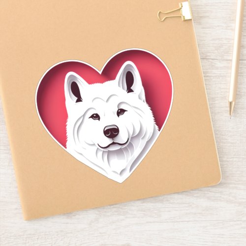 Cute Akita Inu Dog Lover Cute Heart Puppy Art Sticker