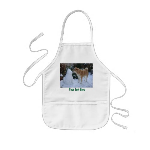 cute akita kissing snowman akita photograph kids apron