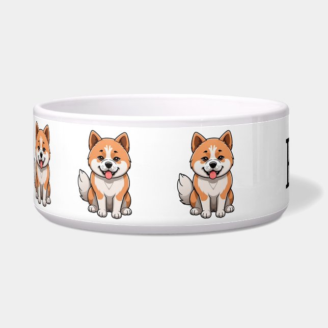 Cute Akita Personalize Bowl (Left)