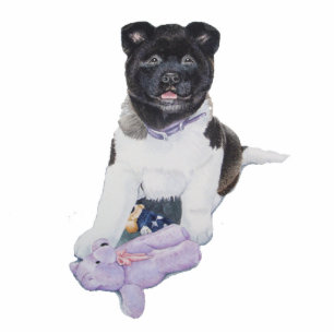 Cute akita puppy dog and teddy art sculpture pin