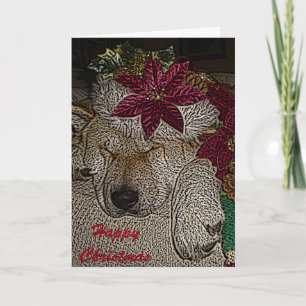 Cute akita santa cone decorations christmas holiday card