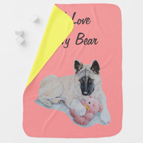 Cute akita slogan pink teddy bear original dog baby blanket