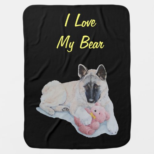 Cute akita slogan pink teddy bear original dog swaddle blanket