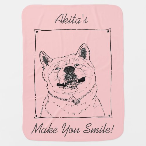 cute akita smile slogan cute baby blanket