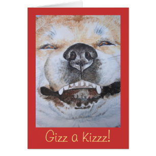 cute akita smiling funny dog cards